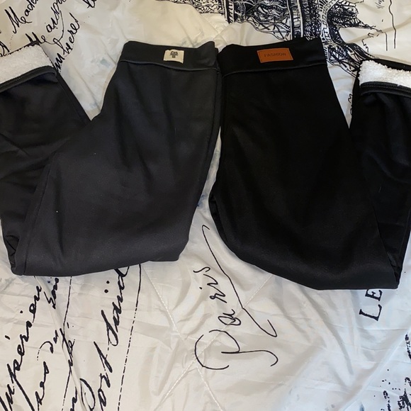 ✅2/$15✅ Set of New Two Cozy fleece lined Women’s leggings Black & Grey! - Picture 5 of 5